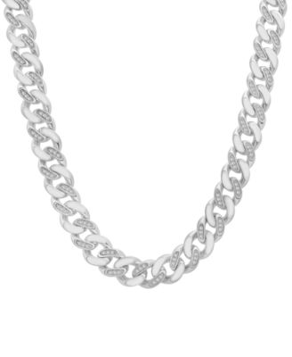 Men's Diamond Cuban Link 24" Chain Necklace (1 ct. t.w.) in Sterling Silver or 14k Gold-plated Sterling Silver