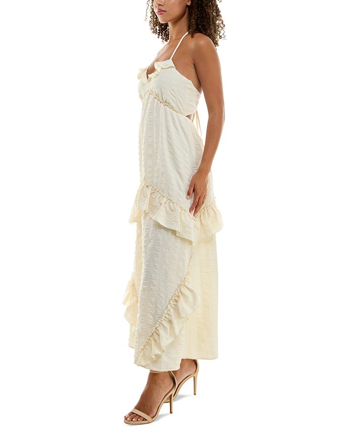 Speechless Juniors' Ruffled Halter Open Tie-Back Maxi Dress - Macy's
