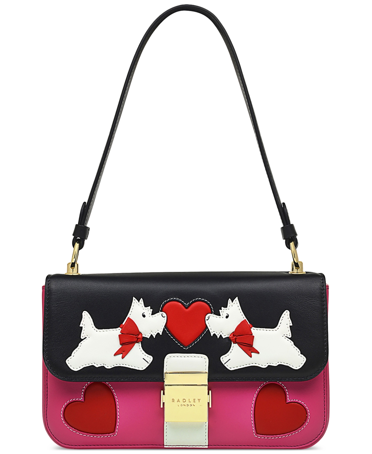 Valentines Small Leather Flapover Shoulder Bag - Coulis