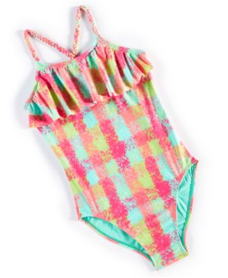 Breaking Waves - Big Girls Flounce Twisted-Straps One-Piece Swimsuit