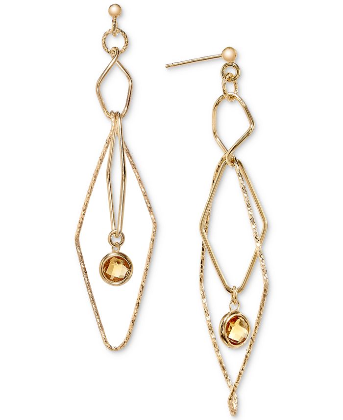 Macy s Citrine Openwork Orbital Geometric Drop Earrings 5 8 ct