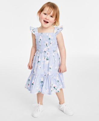 On 34th - Toddler & Little Girls Cheerful Flower-Print Cotton Smocked Dress