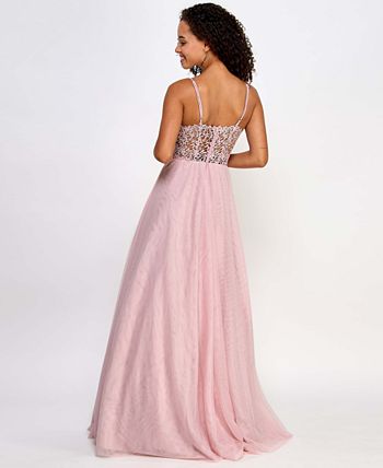 City Studios Junior's Satin Lace Back Gown Pink Size 15 main image 0