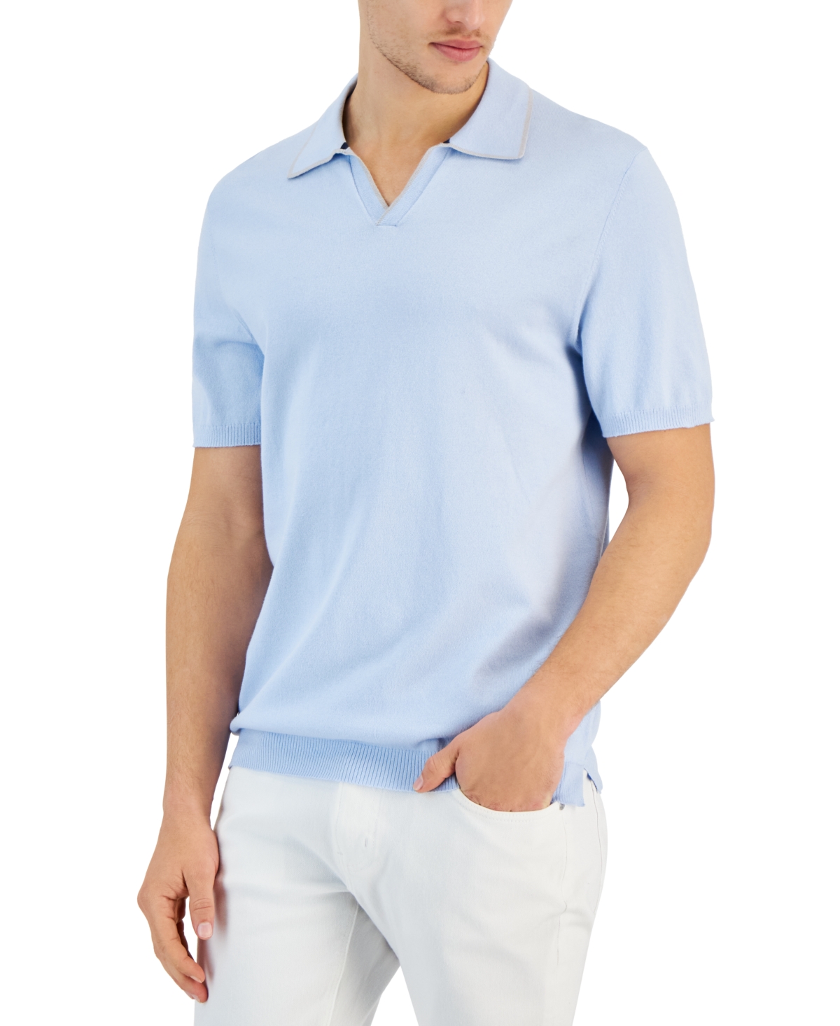 Alfani Men's Short Sleeve Open-collar Polo Sweater, Created For Macy's In Croquis