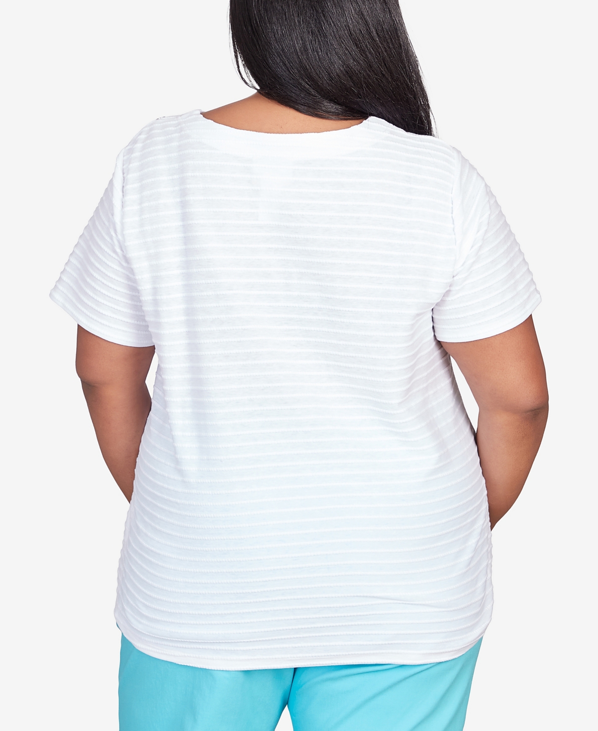 Alfred Dunner Plus Size Classic Brights Solid Texture Split Shirttail T-shirt