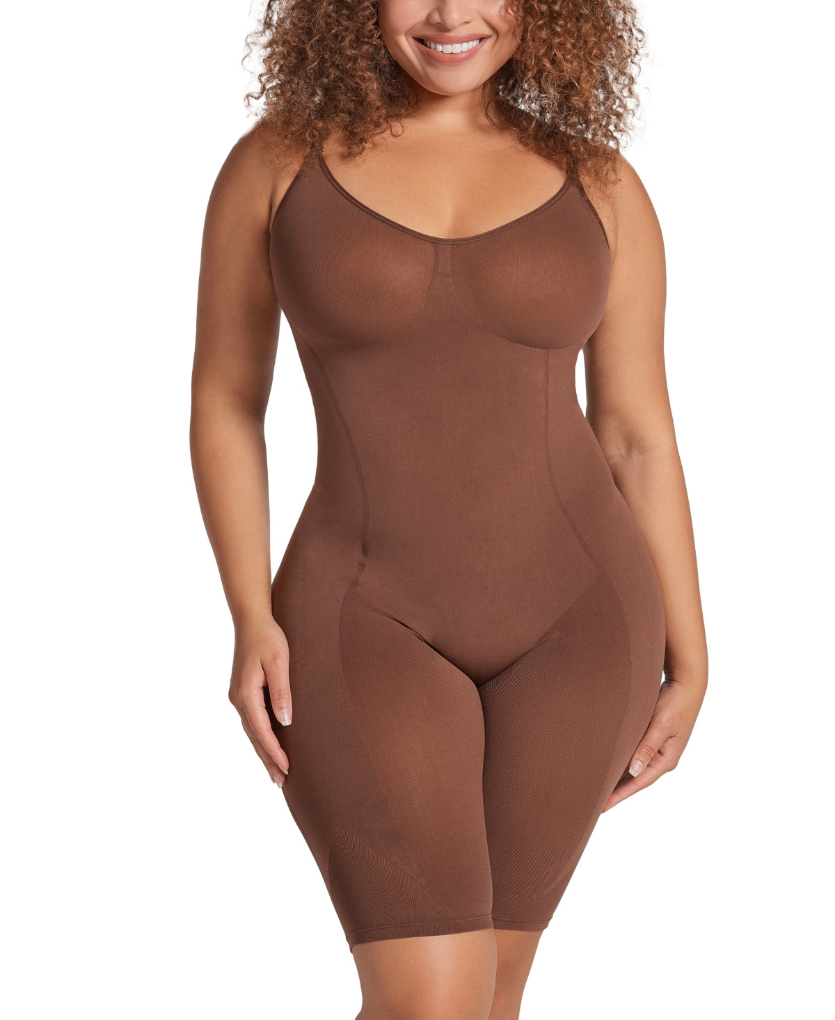 Leonisa Women's Full Coverage Seamless Shaping Bodysuit In Dark Brown