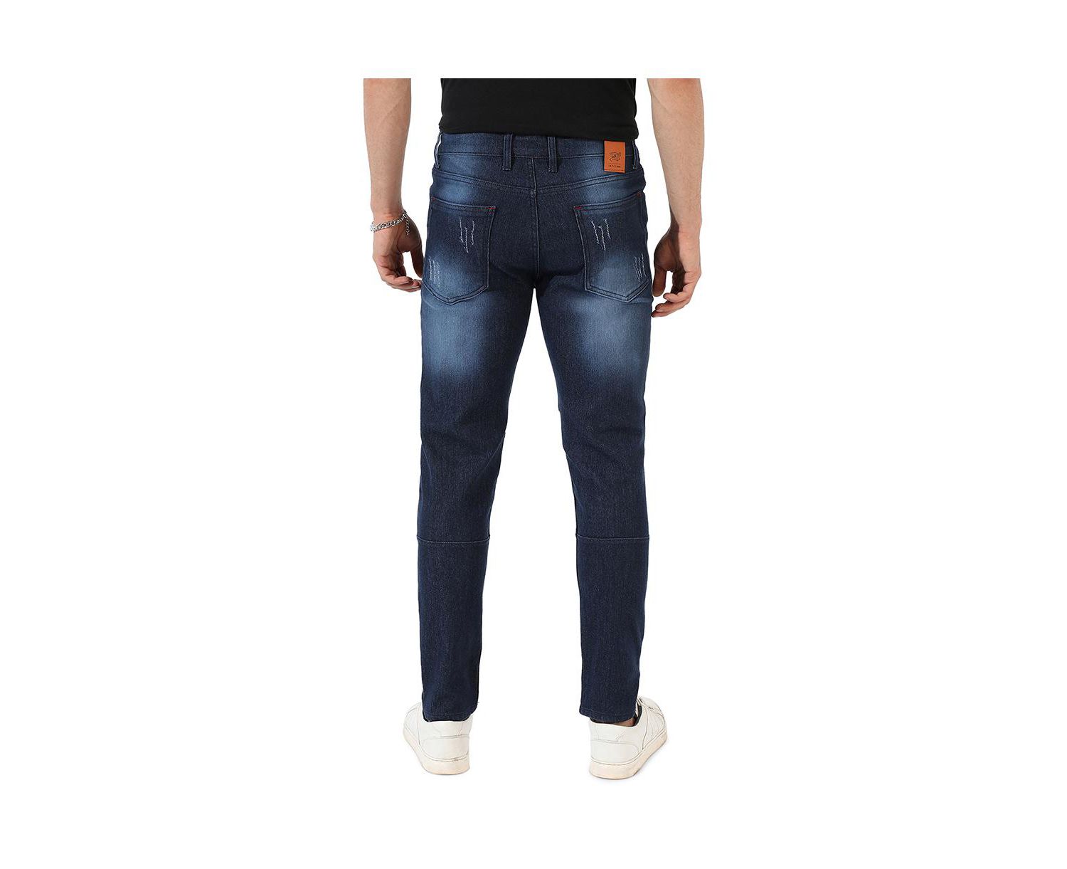 Men's Navy Blue Dark-Wash Denim Jeans