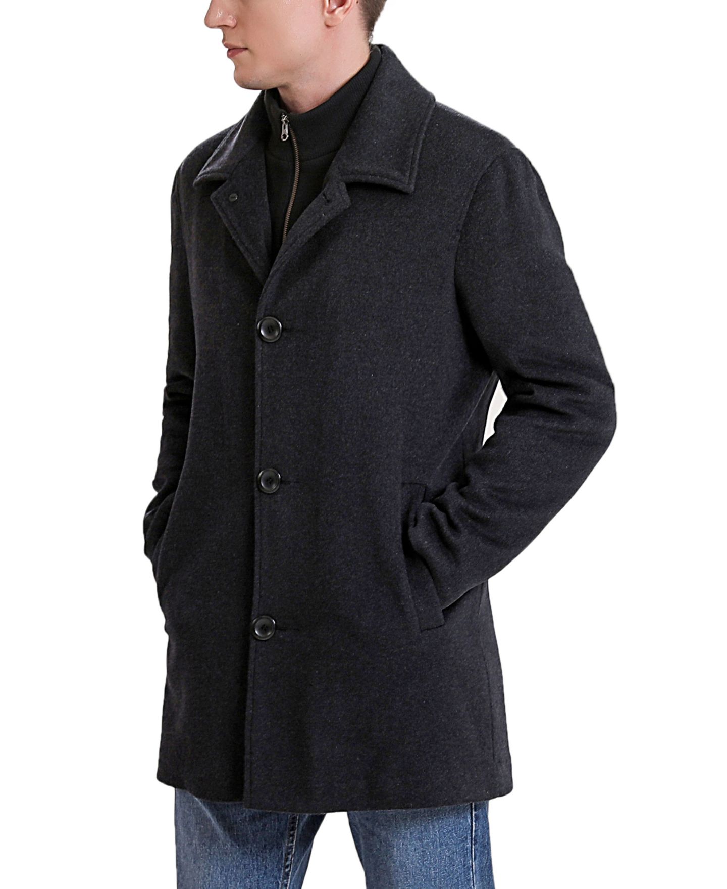 Мужское пальто BGSD Men Justin Wool Blend Car Coat - Tall, цвет: Чёрный — фото 3