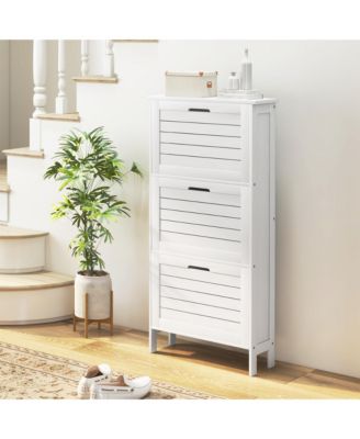 Modern Shoe Cabinet with 3 Flip Drawers for 6 Pairs,