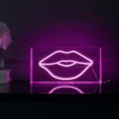 Lips Contemporary Glam Acrylic Box USB Operated LED Neon Light