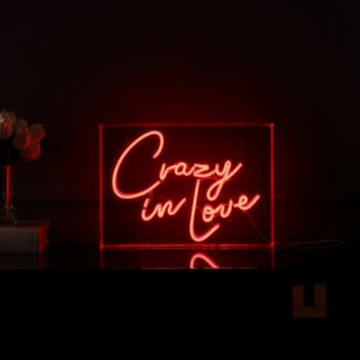 Crazy In Love Contemporary Glam Acrylic Box USB Operated LED Neon Light