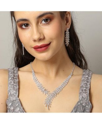 Women's Silver  Bling Drop Jewelry Set