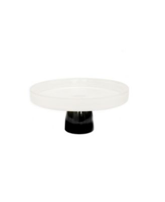 Glass Cake Plate on Black Stem, 9.5" D