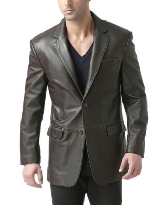 Men Classic Two-Button Leather Blazer - Big and Tall