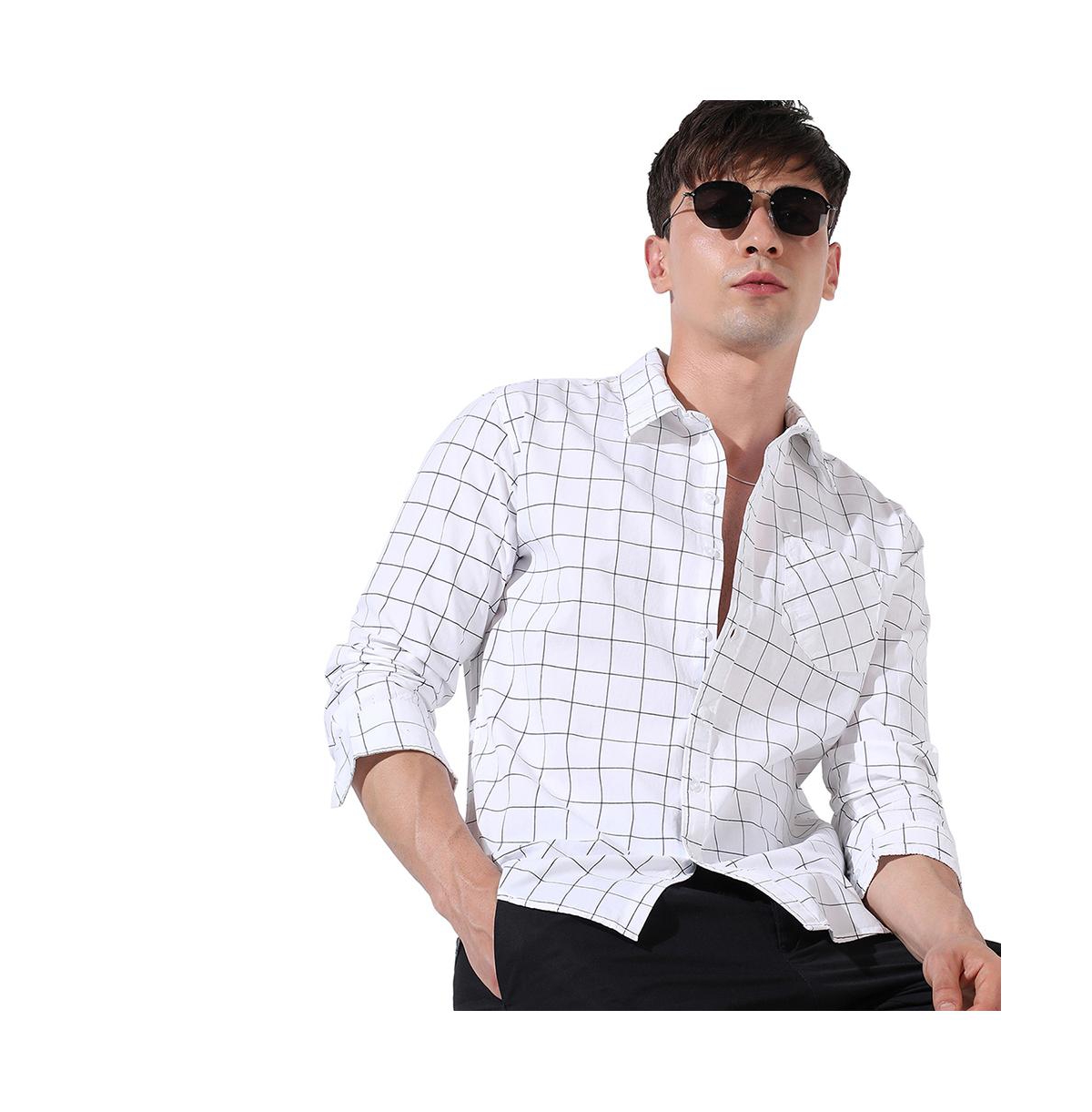 Campus Sutra Men'sGraph Check Shirt - White