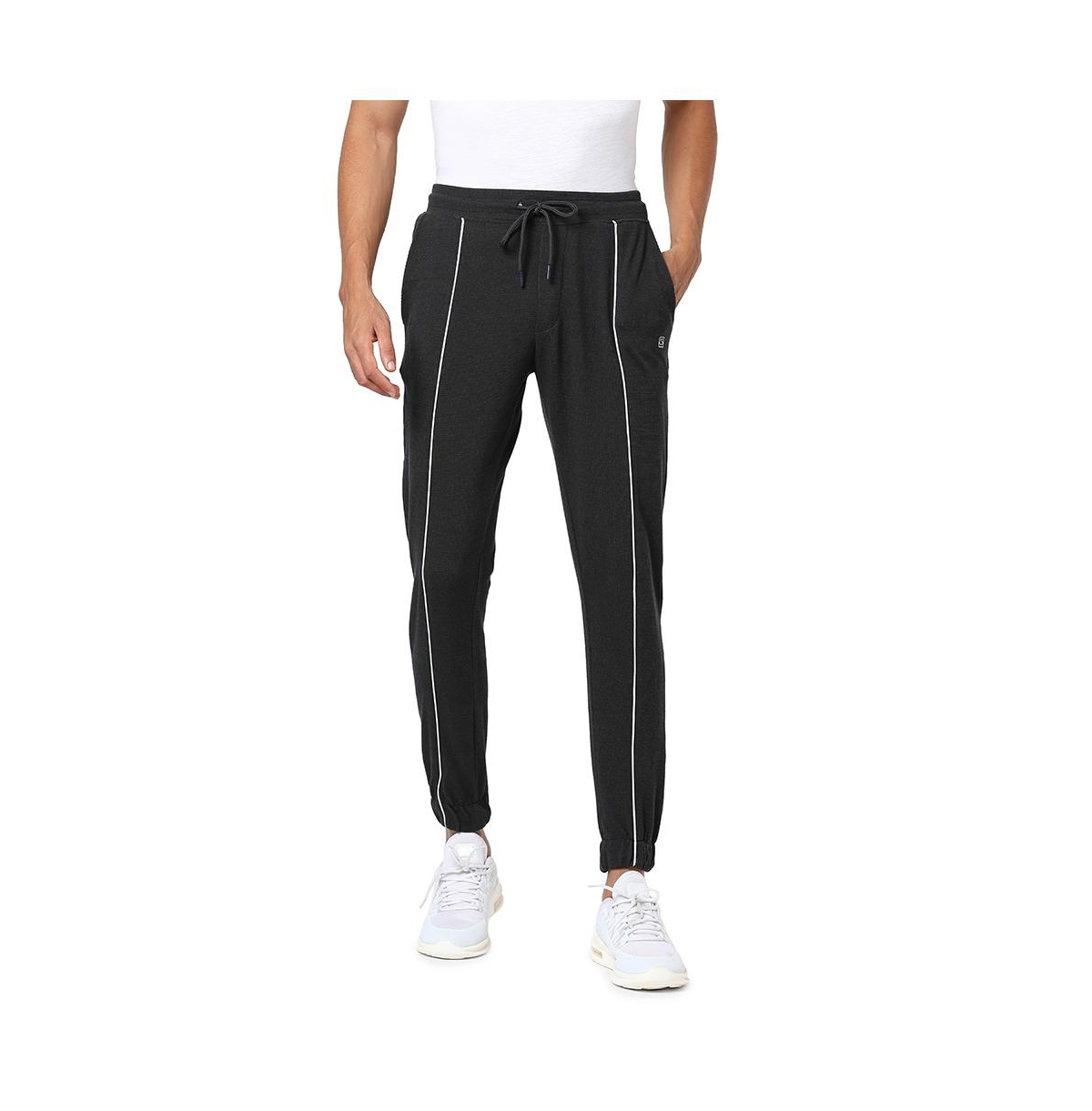 Men's Contrast Piping Active wear Track pants - Carbon black