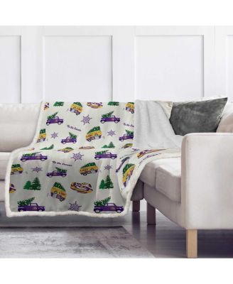 Pegasus LSU Tigers Holiday Truck Repeat 50" x 60" Sherpa Flannel Fleece Blanket