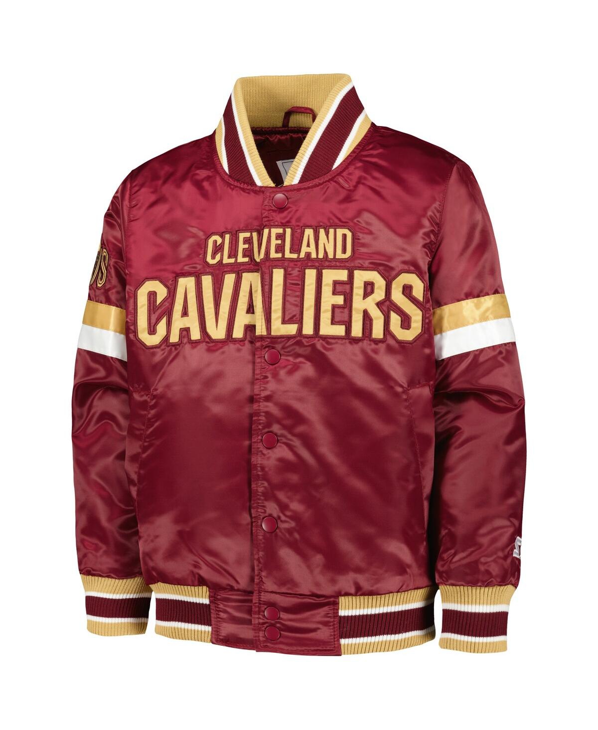 Big Boys StarterCleveland Cavaliers Home Game Varsity Satin Full-Snap Jacket - Wine