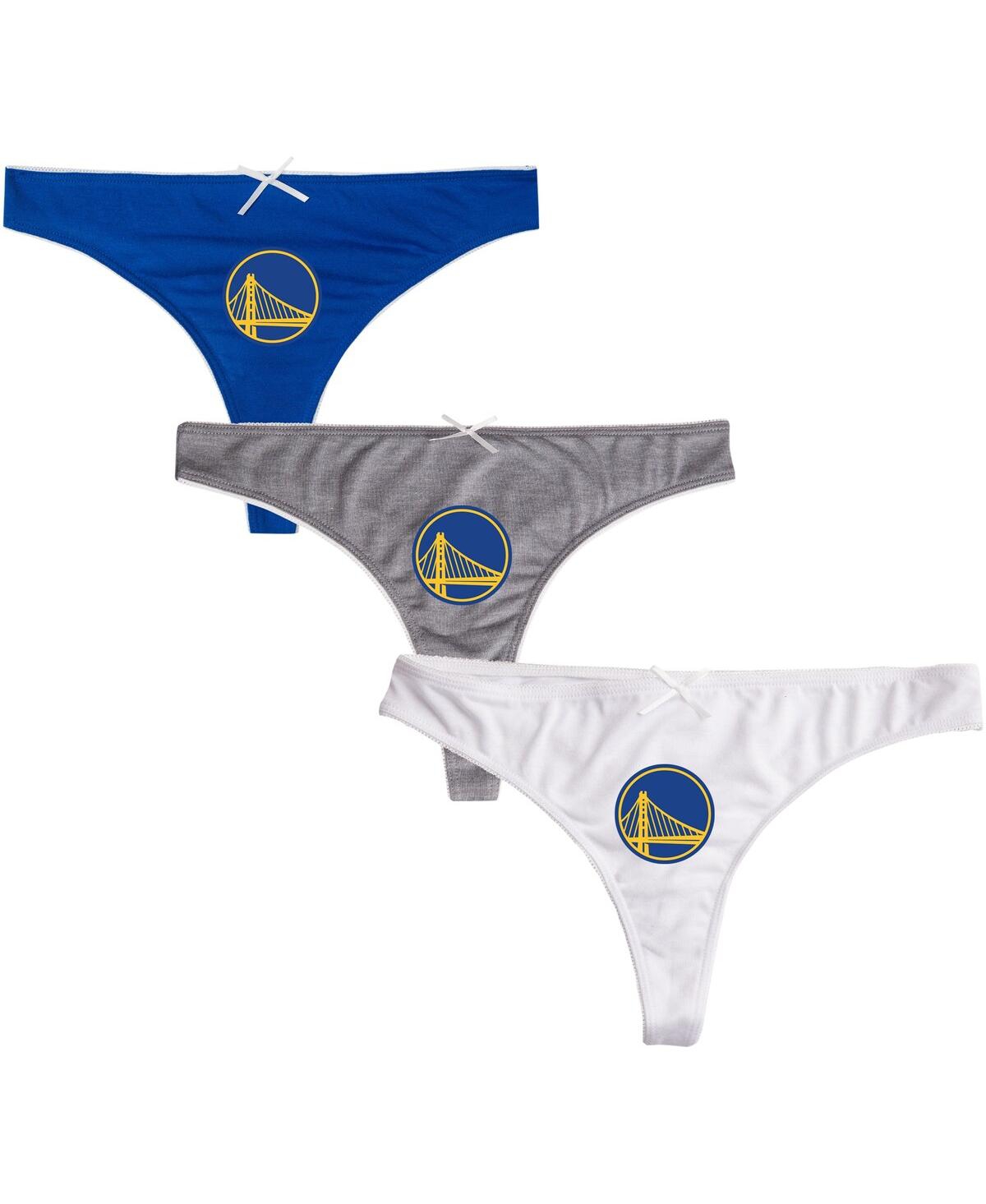 Women's College Concepts Royal, Charcoal, White Golden State Warriors Arctic 3-Pack Thong Set - Royal, Charcoal