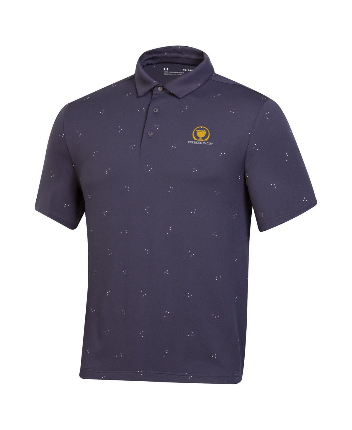 Shop Under Armour Men's  Navy 2024 Presidents Cup Scatter Print 3.0 Heather Polo Shirt