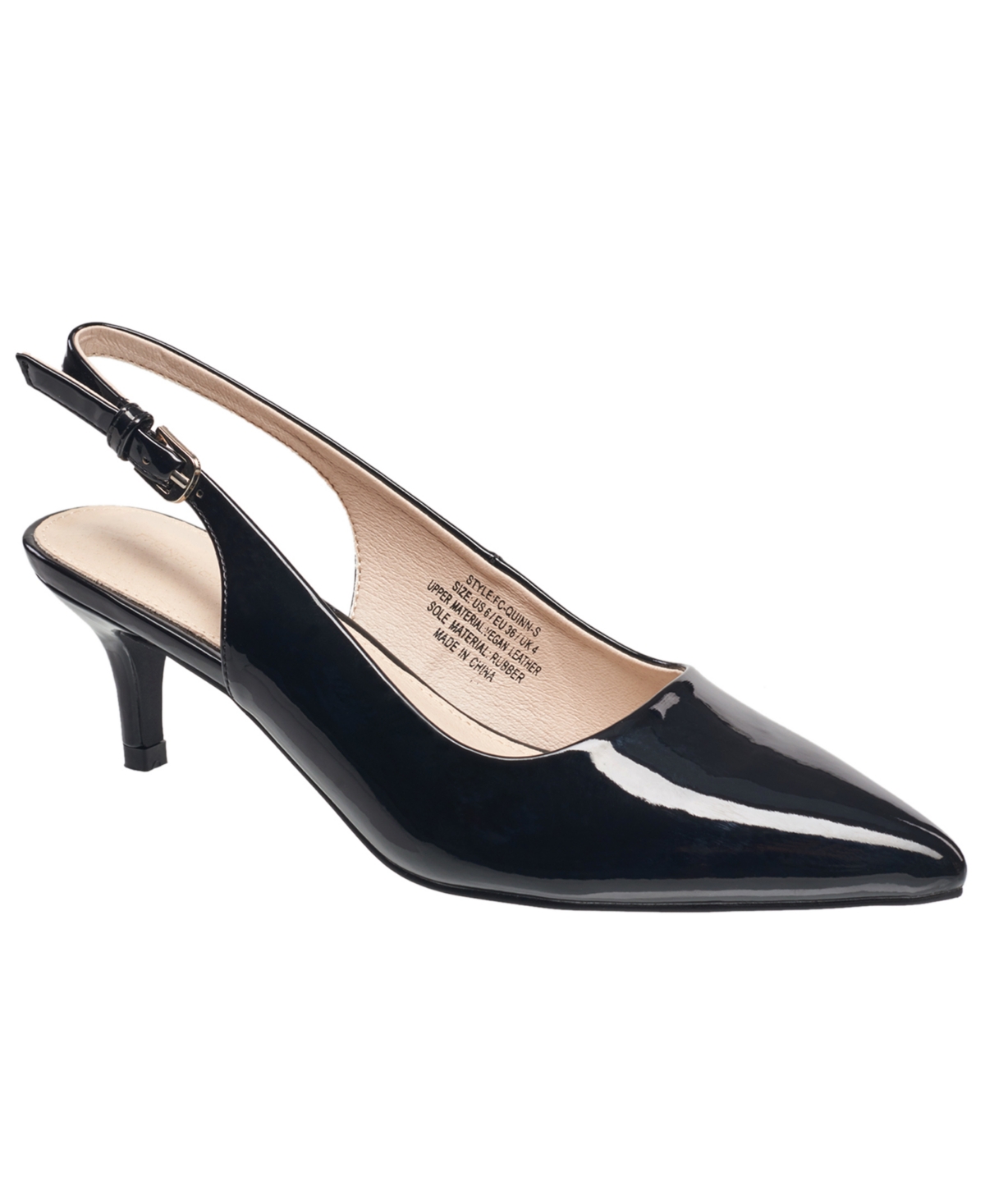 Ladies Quinn Slingback Kitten Heel - Black Patent Leather