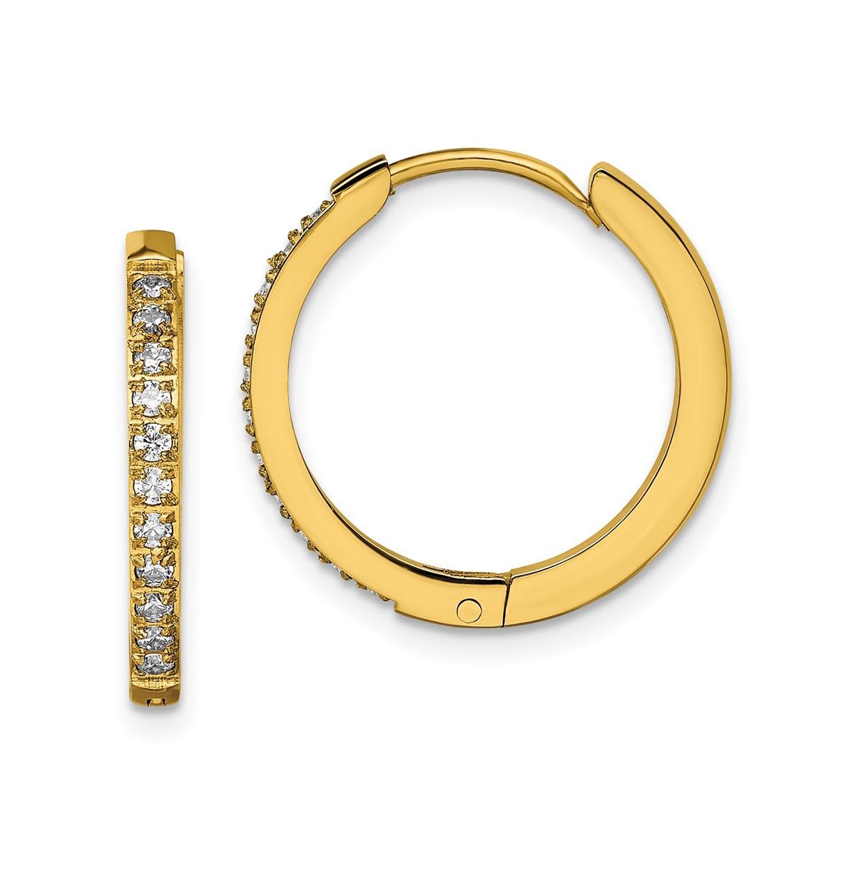 Stainless Steel Yellow plated Crystal Hinged Hoop Earrings - Gold