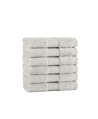 Aston & Arden Egyptian Cotton Luxury Washcloths (Pack of 6), 600GSM, Seven Color Options, Jacquard Dobby Border, 13x13
