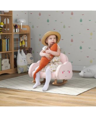 Kids Rocking Chair, Cloud Shaped Children Rocker Armchair for Nursery Playroom Preschool, with Solid Wood Legs, Anti-Tipping Design, for 1.5-5 Years
