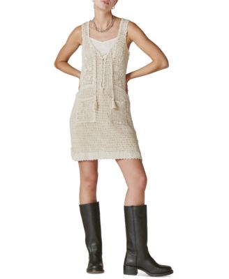 Lucky Brand - Women's Crochet Baja Lace-Up Tunic Dress