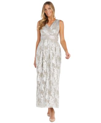 R & M Richards - Women's Metallic Jacquard A-Line Dress