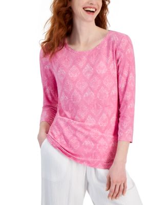 JM Collection - Women's Jacquard-Print Knit Top