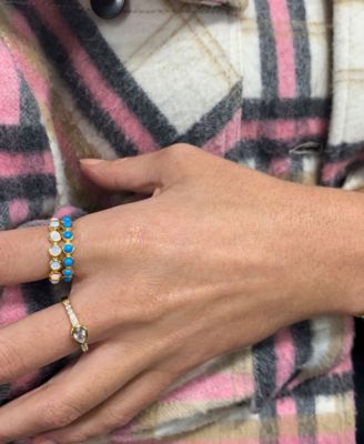 14k Gold-Plated Bezeled Stone Eternity Ring