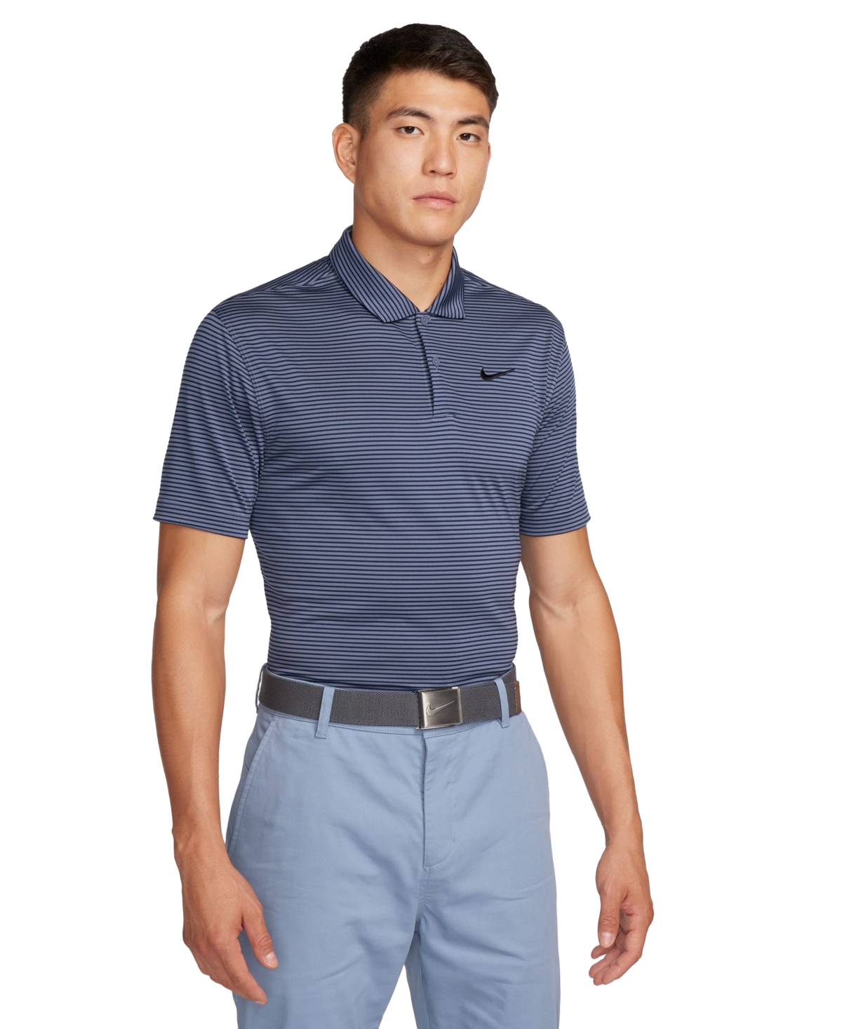 Nike Men's Relaxed Fit Core Dri-fit Short Sleeve Golf Polo Shirt In Light Carbon,midnight Navy,(black)