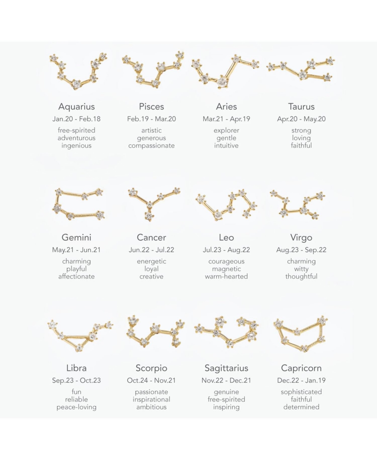 Bearfruit Jewelry Constellation Necklace - 12 Zodiac Constellation - Gold - Gold - libra