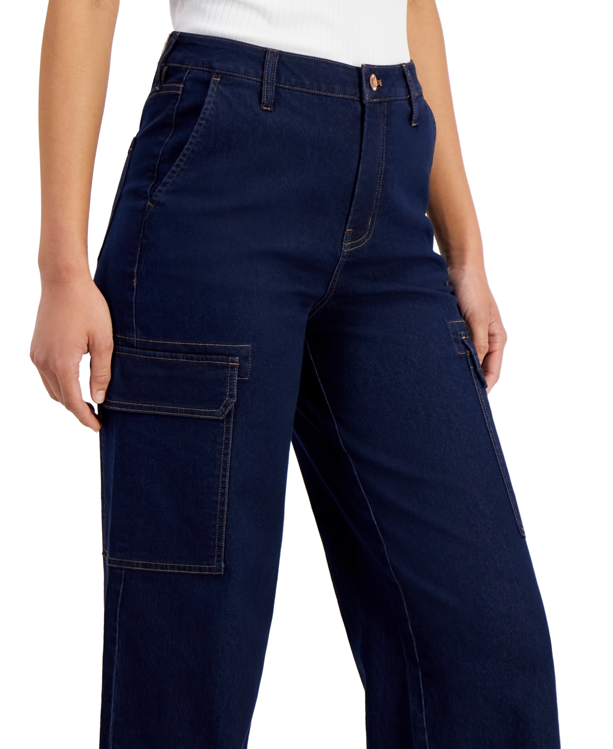 Shop Anne Klein Women's Cargo Trouser Jeans In Metropolitan Wash