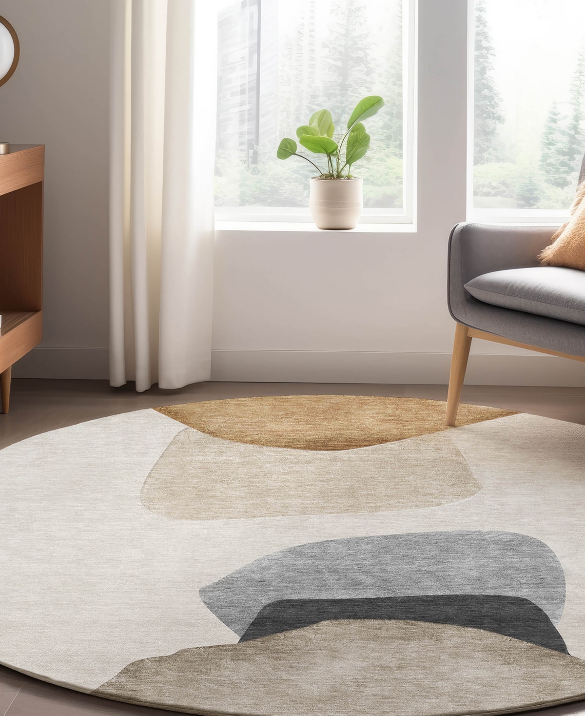 Dalyn Odyssey Oy17 8' X 8' Round Area Rug In Taupe
