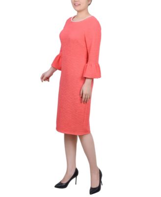 Petite 3/4 Length Imitation Pearl Detail Dress