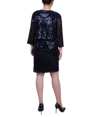 Petite Sequined Bolero Jacket and Dress Set, 2 Piece