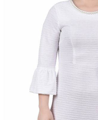 Petite 3/4 Length Imitation Pearl Detail Dress