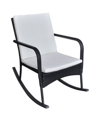 Outdoor Rocking Chair Black Poly Rattan - Macy's