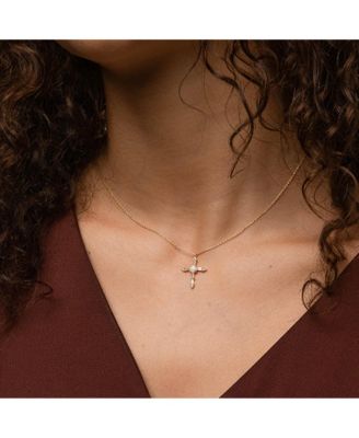 Opal Cross Necklace, Minimalist Jewelry, Faith Gift