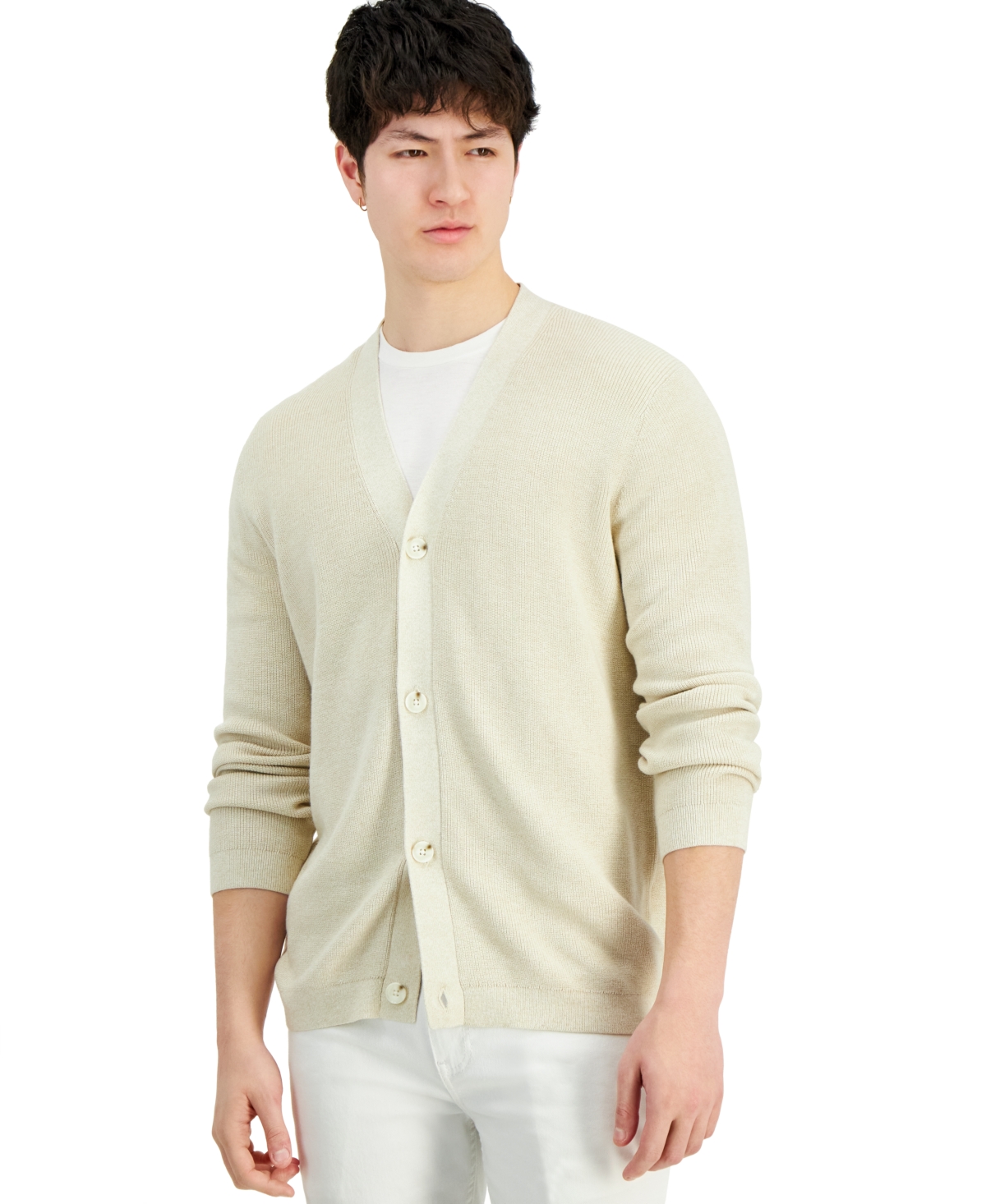 Shop Inc International Concepts Men's Long-sleeve Cardigan Sweater, Created For Macy's In Grain