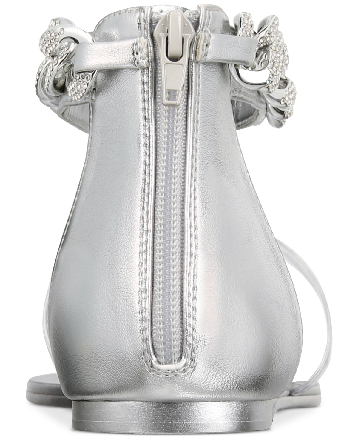 Shop Aaj By Aminah Aurora Women's Crystal Chain Flat Sandals In Silver