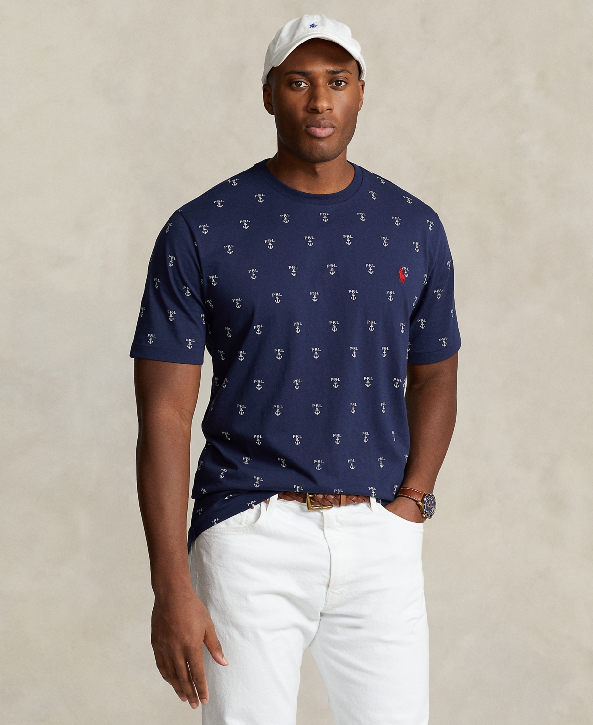 Shop Polo Ralph Lauren Men's Big & Tall Logo-anchor Jersey T-shirt In Classic Anchor,newport Navy