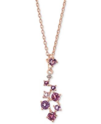 Macy's - Multi-Gemstone (5/8 ct. t.w.) Pendant Necklace in 14k Gold over Sterling Silver, 18"