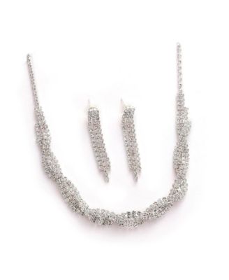 Women's Silver  Embellished Twist Jewelry Set