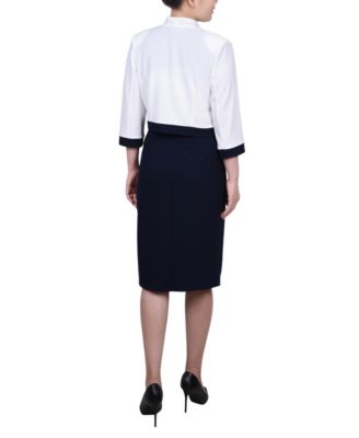 Women's 3/4 Sleeve Colorblocked Dress, 2 Piece Set