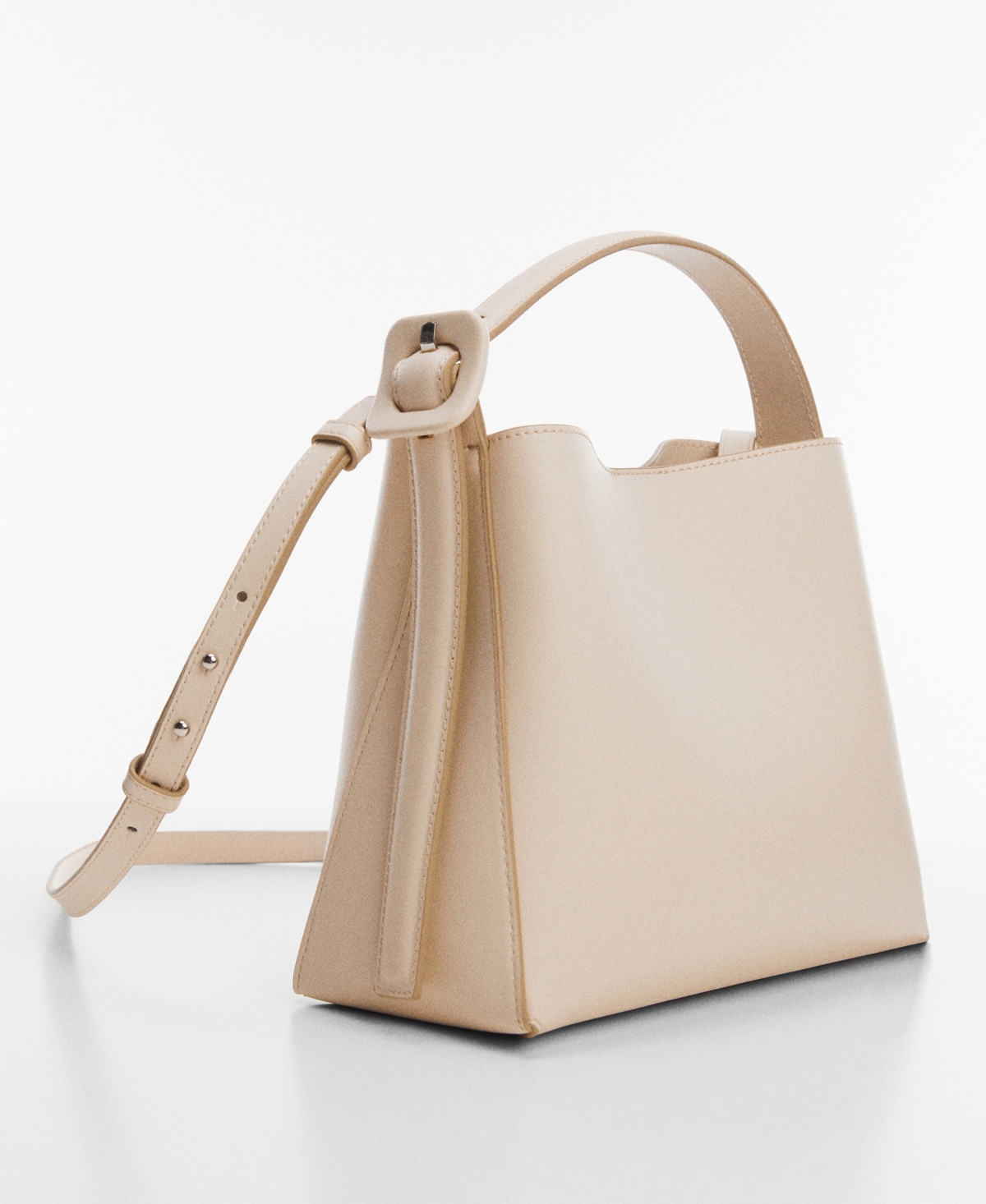 Shop Mango Women's Buckle Detail Shopper Bag In Off White