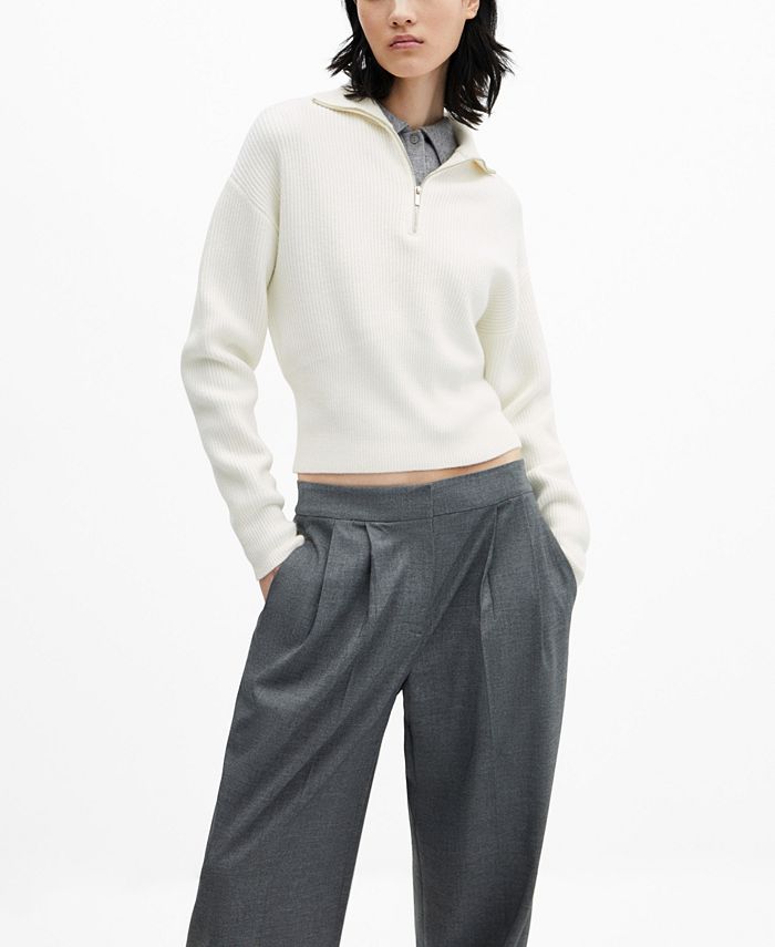 MANGO Women's Zip Neck Jumper - Macy's