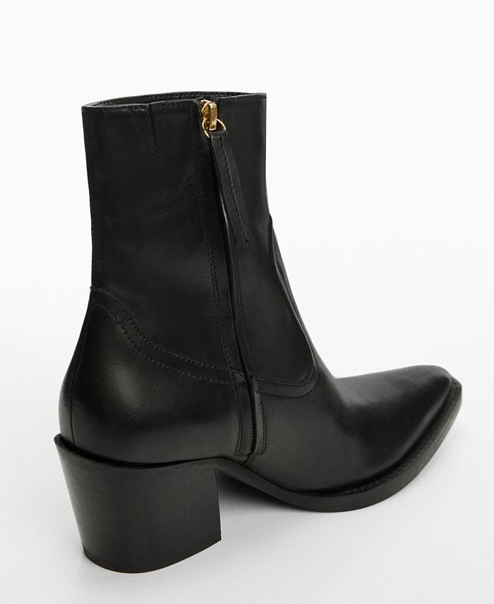 MANGO Women's Leather Pointed Ankle Boots - Macy's